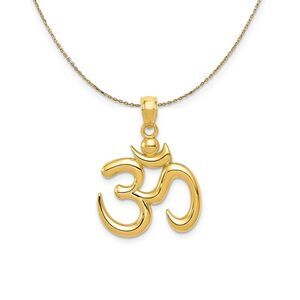 14k Yellow Gold 2D Om Symbol (17mm) Necklace - 24 In